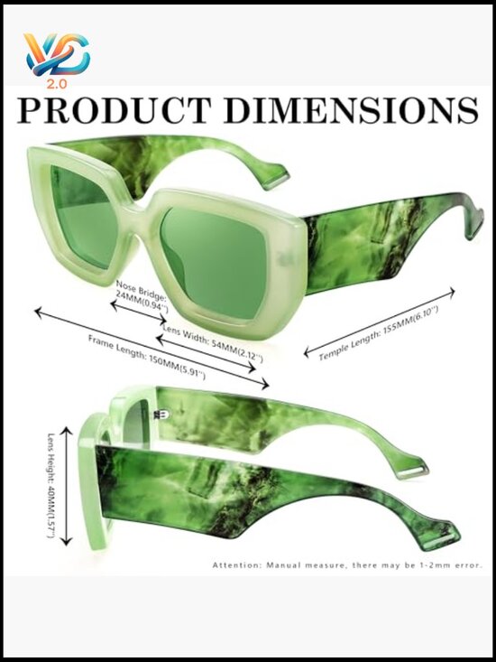 Oversized Square Sunglasses Thick Frame UV400 Protection Unisex Stylish main image 7